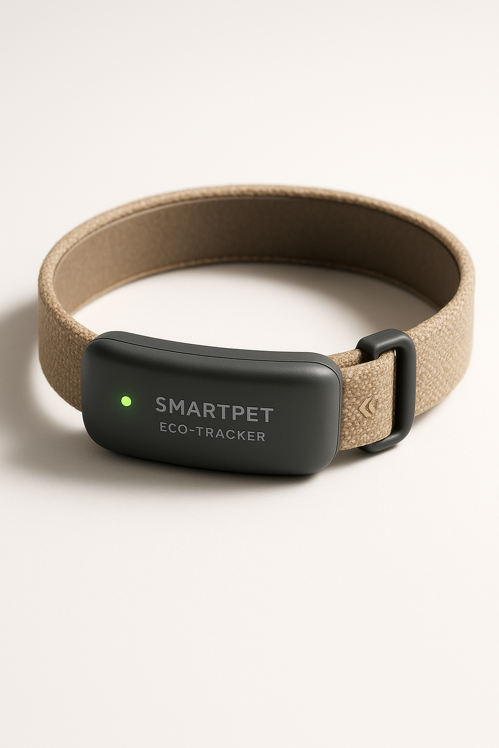 Collar SmartPet Eco-Tracker sobre fondo neutro